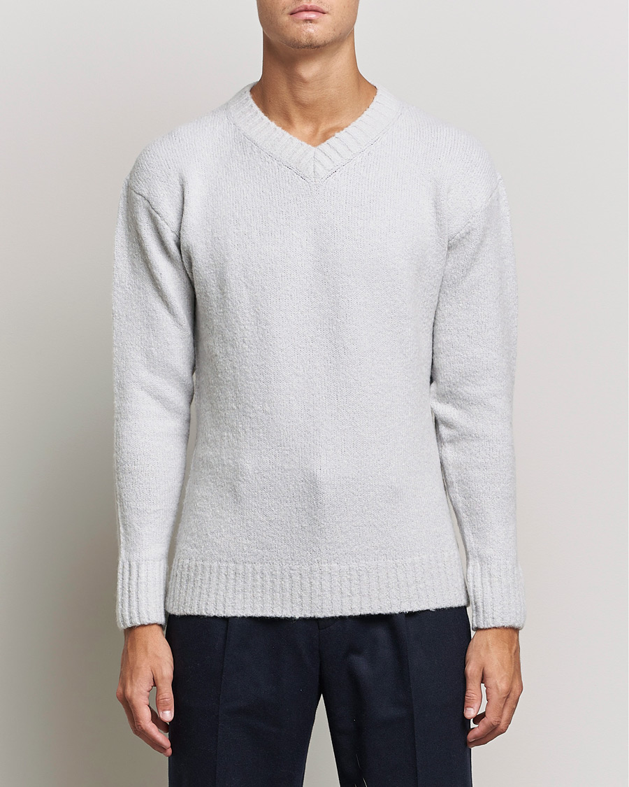 Herr | Tröjor | NN07 | Grayson Knitted V-Neck Sweater Light Grey