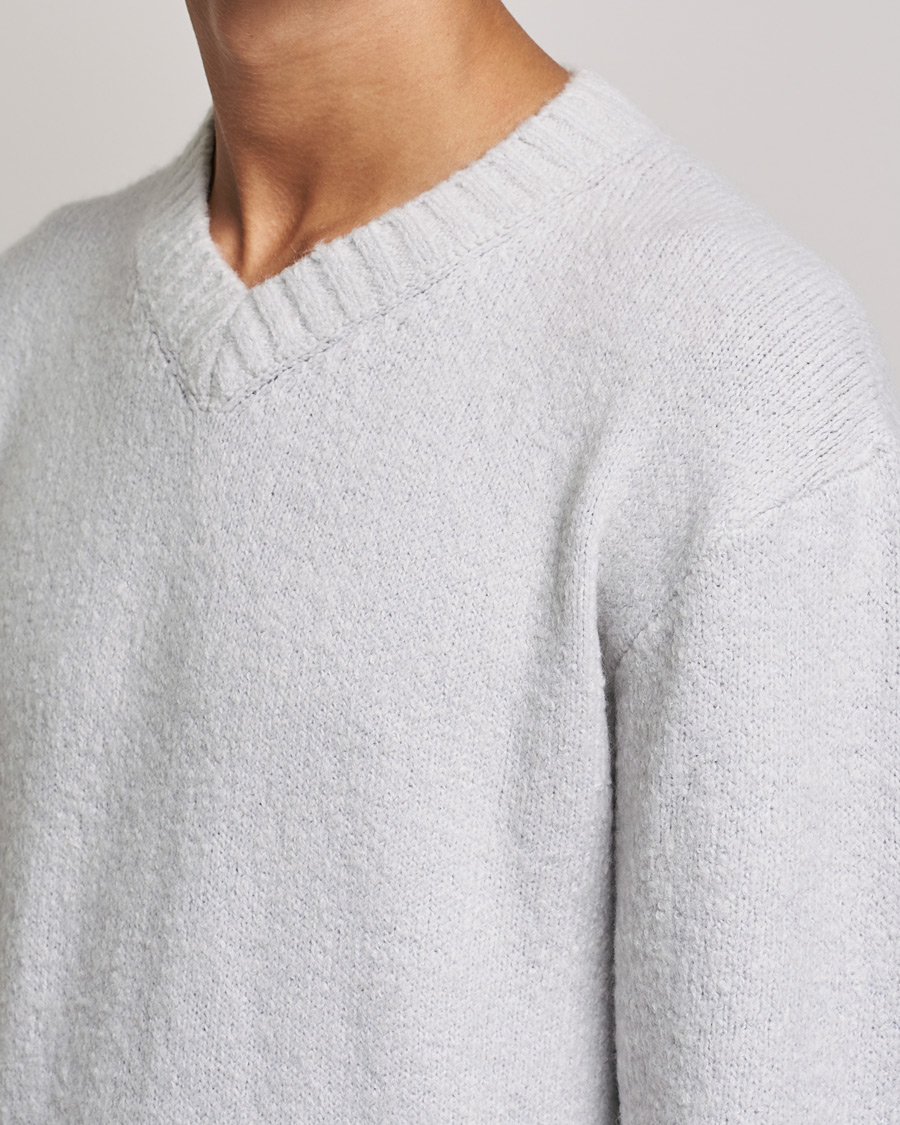 Herr | Tröjor | NN07 | Grayson Knitted V-Neck Sweater Light Grey