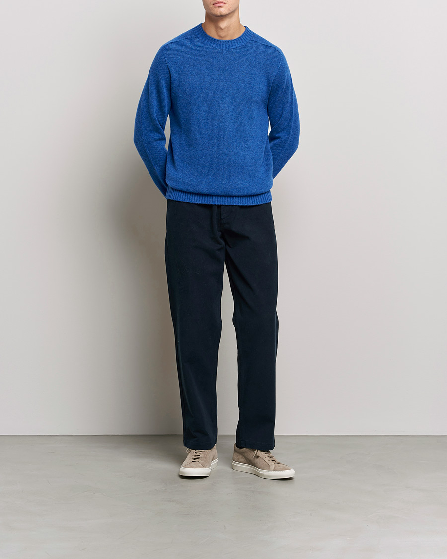 Herr | Tröjor | NN07 | Nathan Brushed Wool Knitted Sweater Cobolt Blue