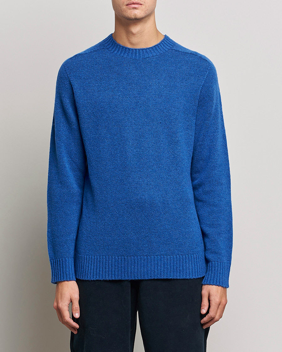 Herr | Tröjor | NN07 | Nathan Brushed Wool Knitted Sweater Cobolt Blue