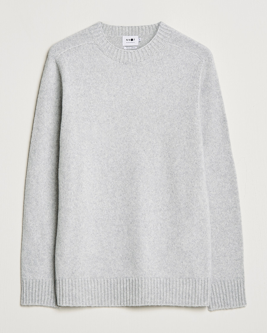 Herr | Tröjor | NN07 | Nathan Brushed Wool Knitted Sweater Light Grey Mel