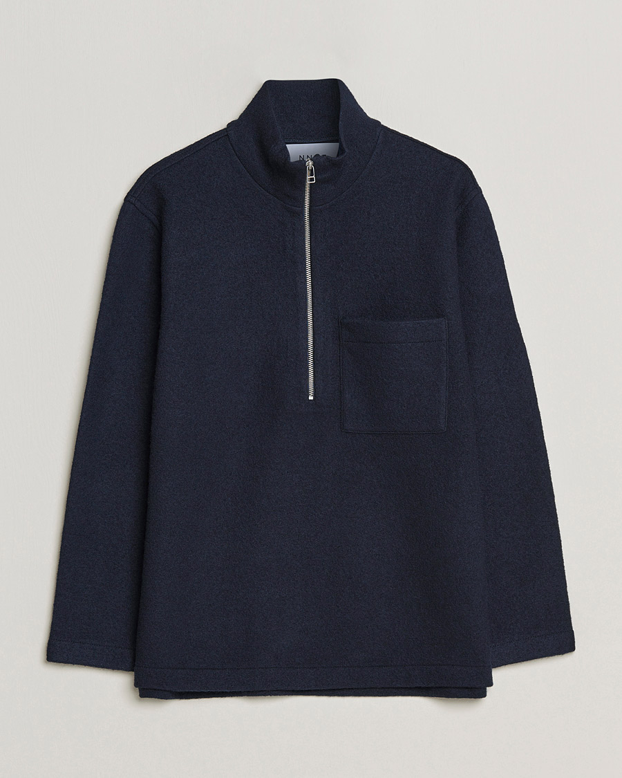 Herr | Tröjor | NN07 | Anders Boiled Wool Half Zip Navy