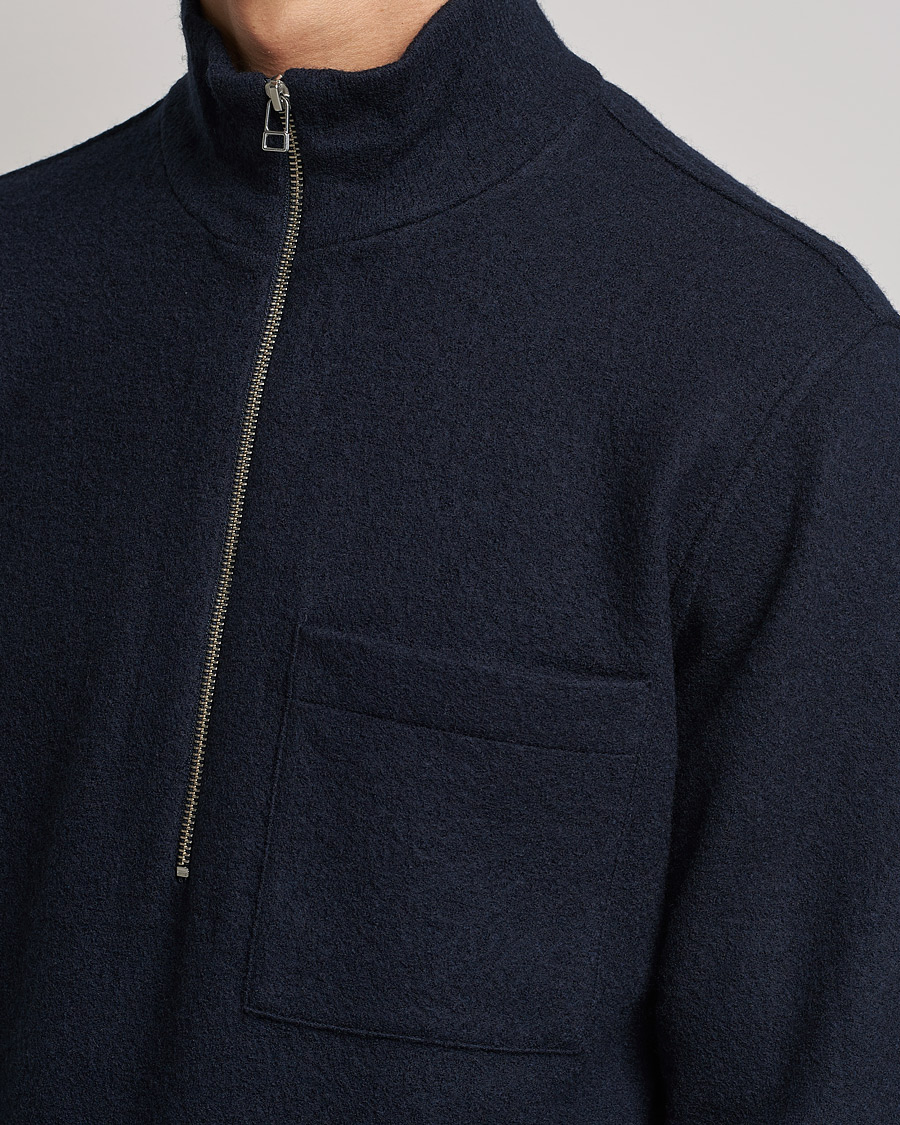 Herr | Tröjor | NN07 | Anders Boiled Wool Half Zip Navy
