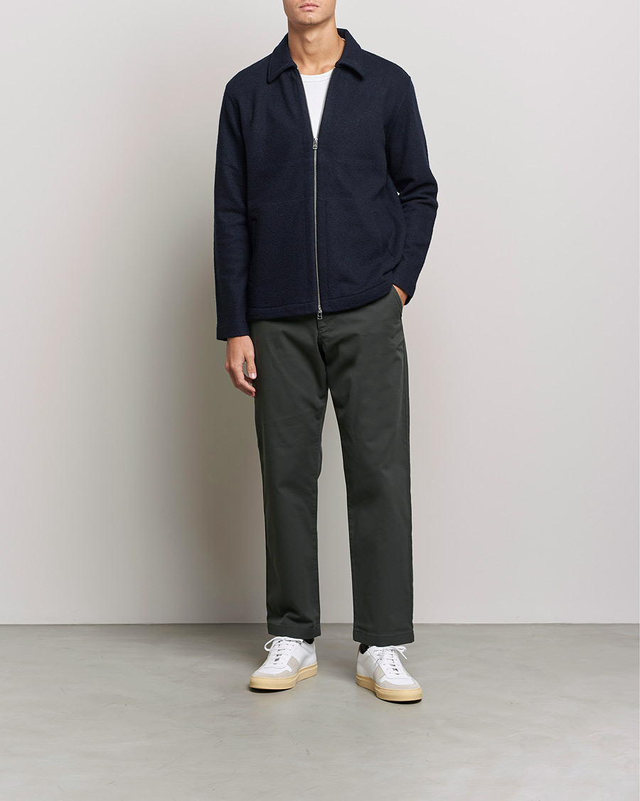Herr | Tröjor | NN07 | Ivan Boiled Wool Full Zip Navy