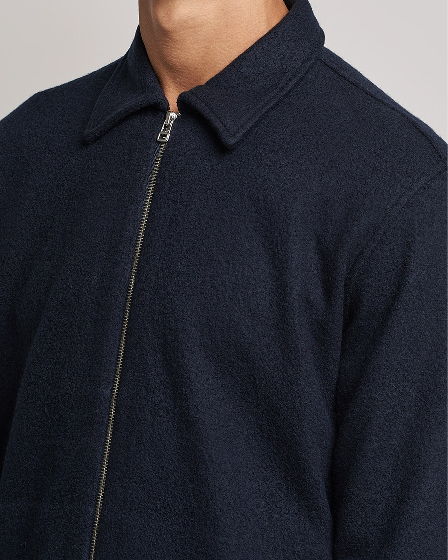 Herr | Tröjor | NN07 | Ivan Boiled Wool Full Zip Navy