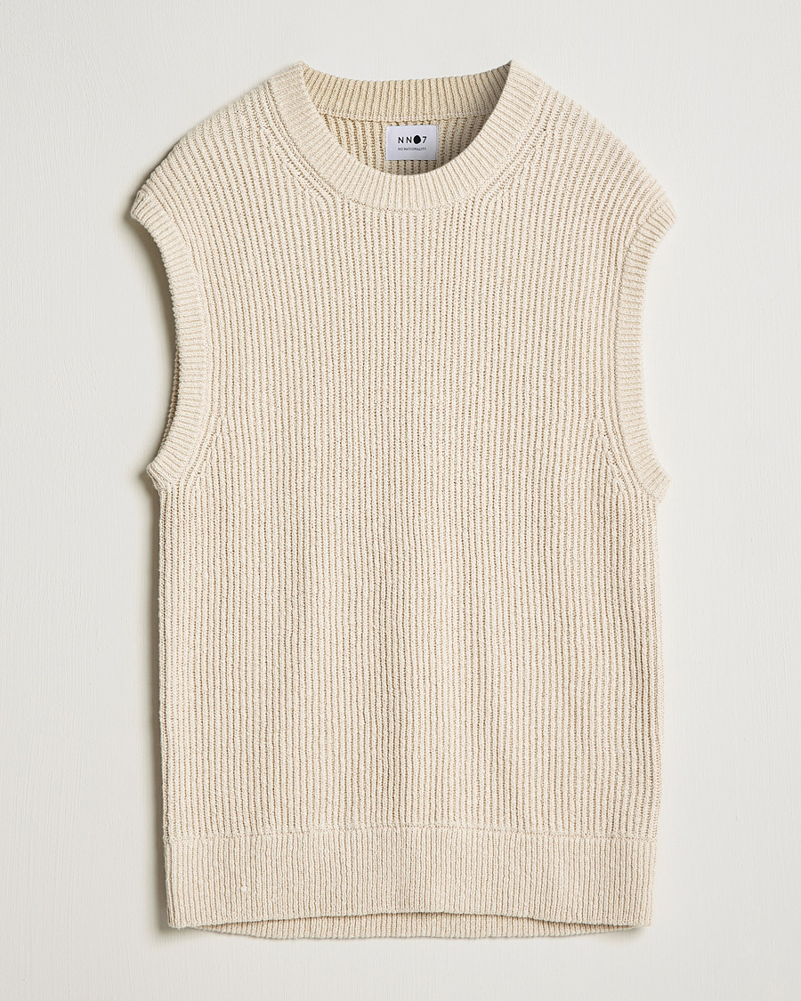 Herr | Tröjor | NN07 | Jesse Ribbed Knited Vest Ecru