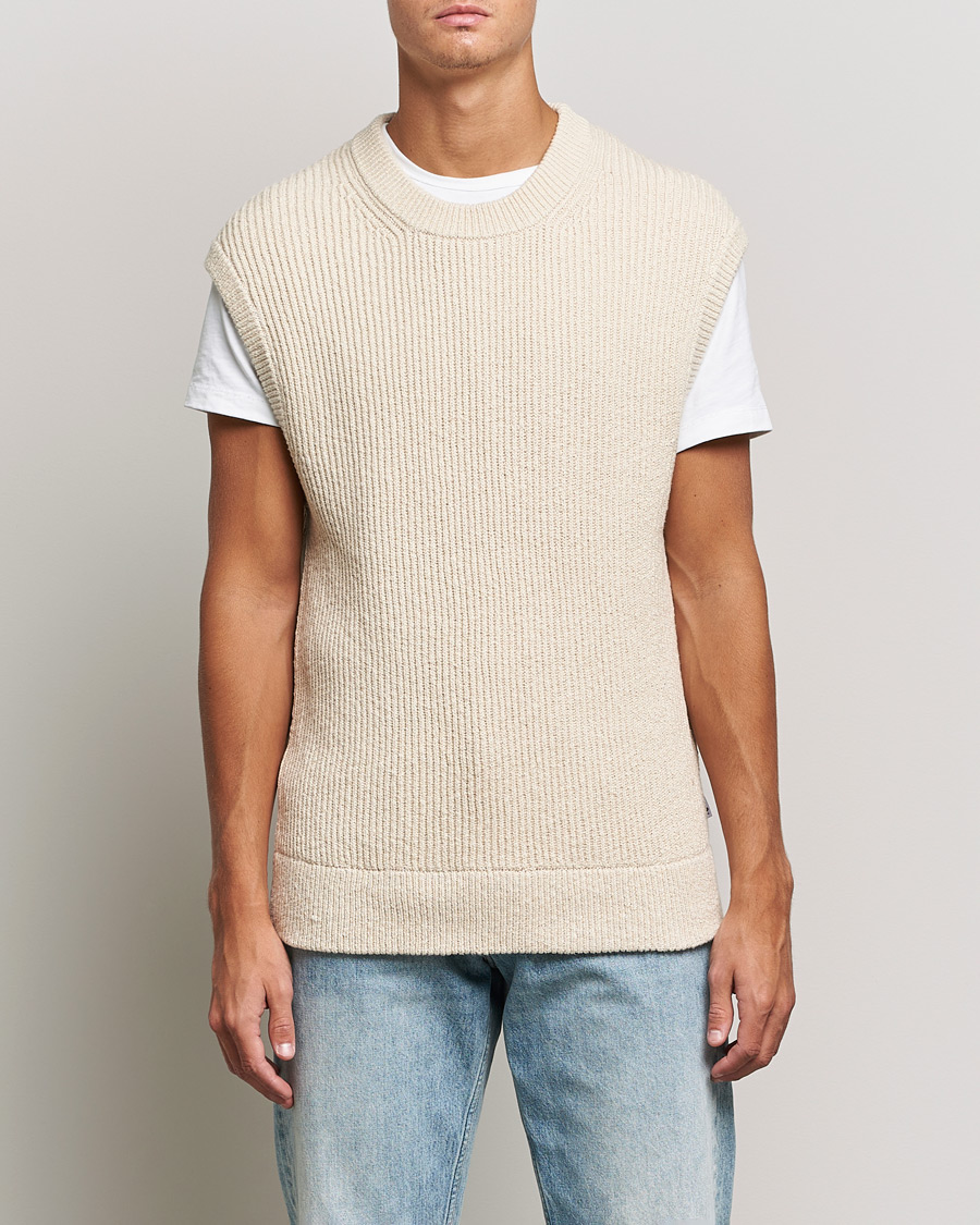 Herr | Tröjor | NN07 | Jesse Ribbed Knited Vest Ecru