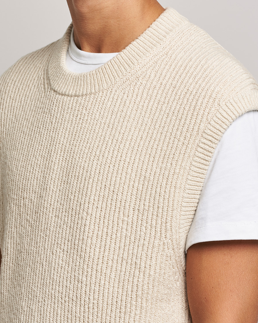 Herr | Tröjor | NN07 | Jesse Ribbed Knited Vest Ecru