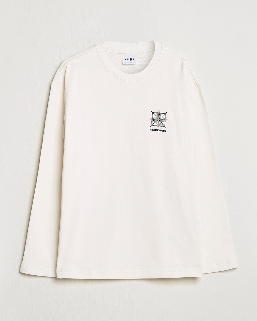 Herr | T-Shirts | NN07 | Alan Heavy Logo Long Sleeve T-Shirt Off White