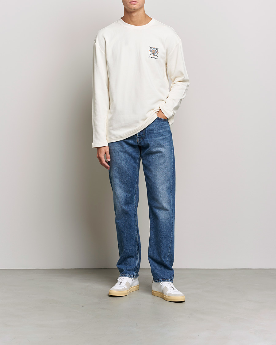 Herr | T-Shirts | NN07 | Alan Heavy Logo Long Sleeve T-Shirt Off White