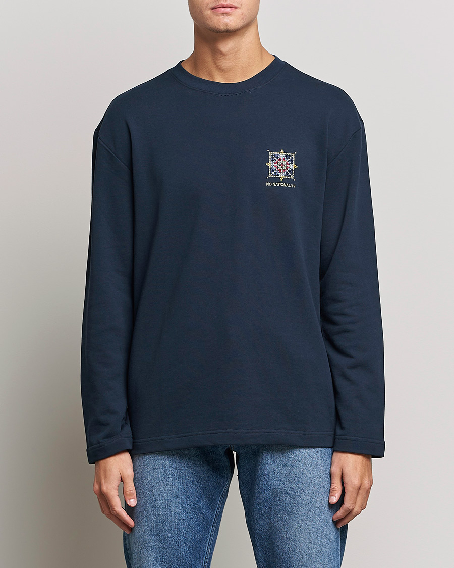 Herr | T-Shirts | NN07 | Alan Heavy Logo Long Sleeve T-Shirt Navy