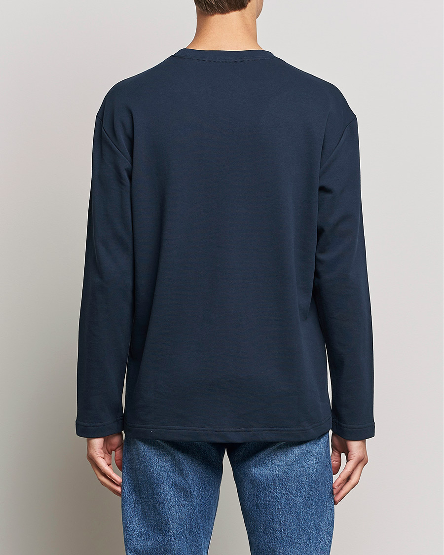 Herr | T-Shirts | NN07 | Alan Heavy Logo Long Sleeve T-Shirt Navy