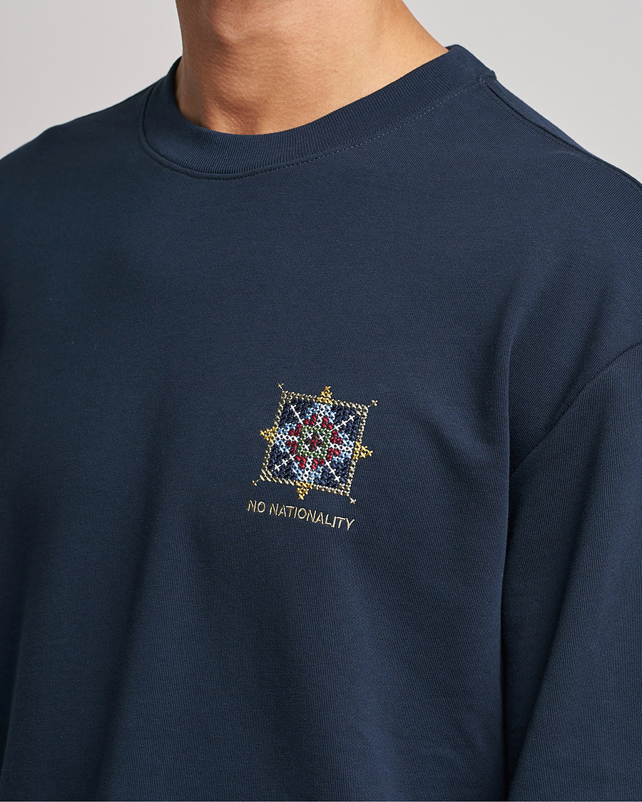 Herr | T-Shirts | NN07 | Alan Heavy Logo Long Sleeve T-Shirt Navy