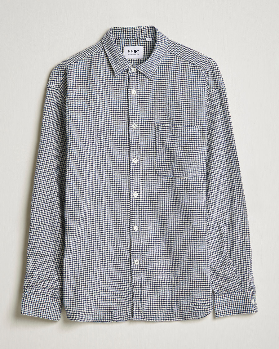 Herr | Skjortor | NN07 | Deon Houndstooth Shirt Blue/White