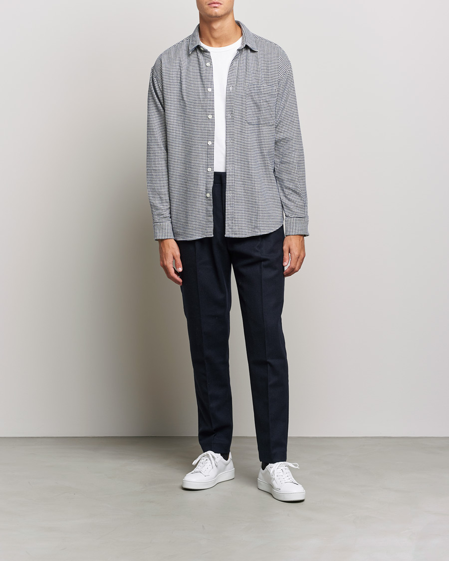 Herr | Skjortor | NN07 | Deon Houndstooth Shirt Blue/White