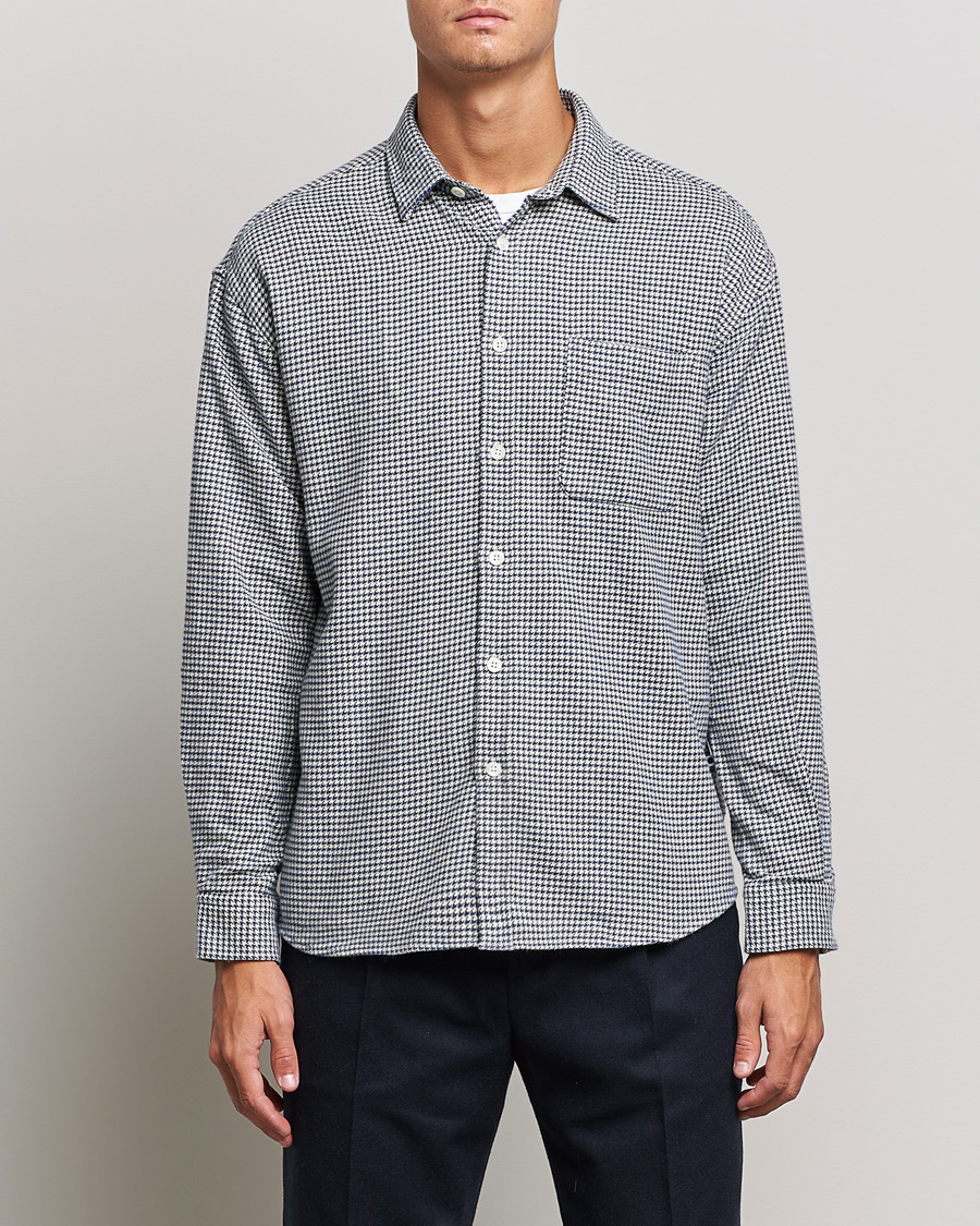 Herr | Skjortor | NN07 | Deon Houndstooth Shirt Blue/White