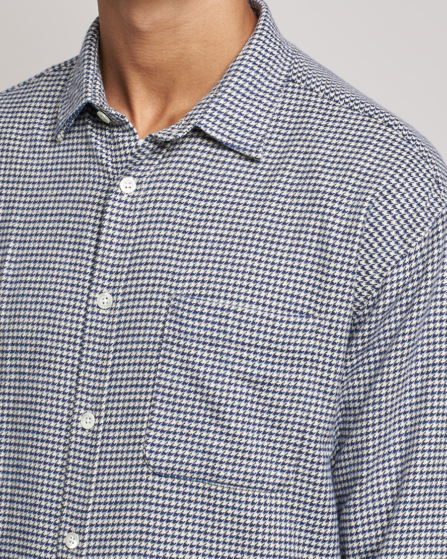 Herr | Skjortor | NN07 | Deon Houndstooth Shirt Blue/White