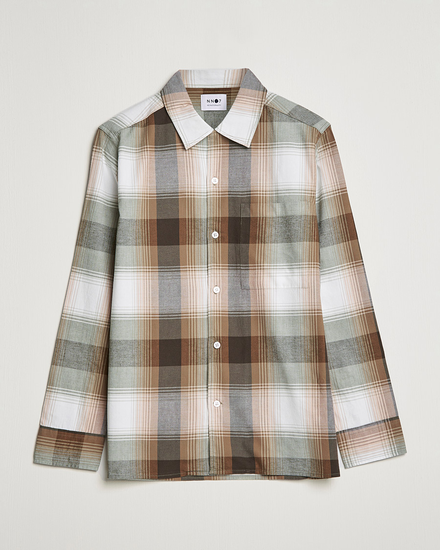 Herr |  | NN07 | Julio Cotton Checked Shirt Khaki Multi