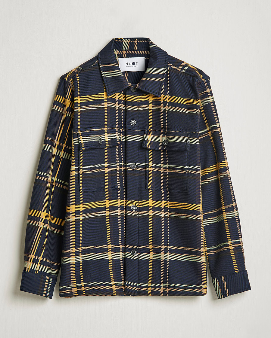 Herr | Skjortor | NN07 | Wilas Checked Overshirt Navy/Yellow