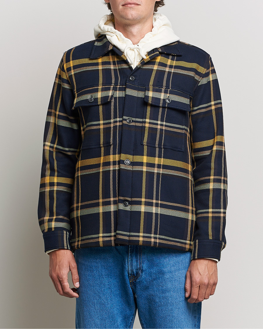 Herr | Skjortjackor | NN07 | Wilas Checked Overshirt Navy/Yellow