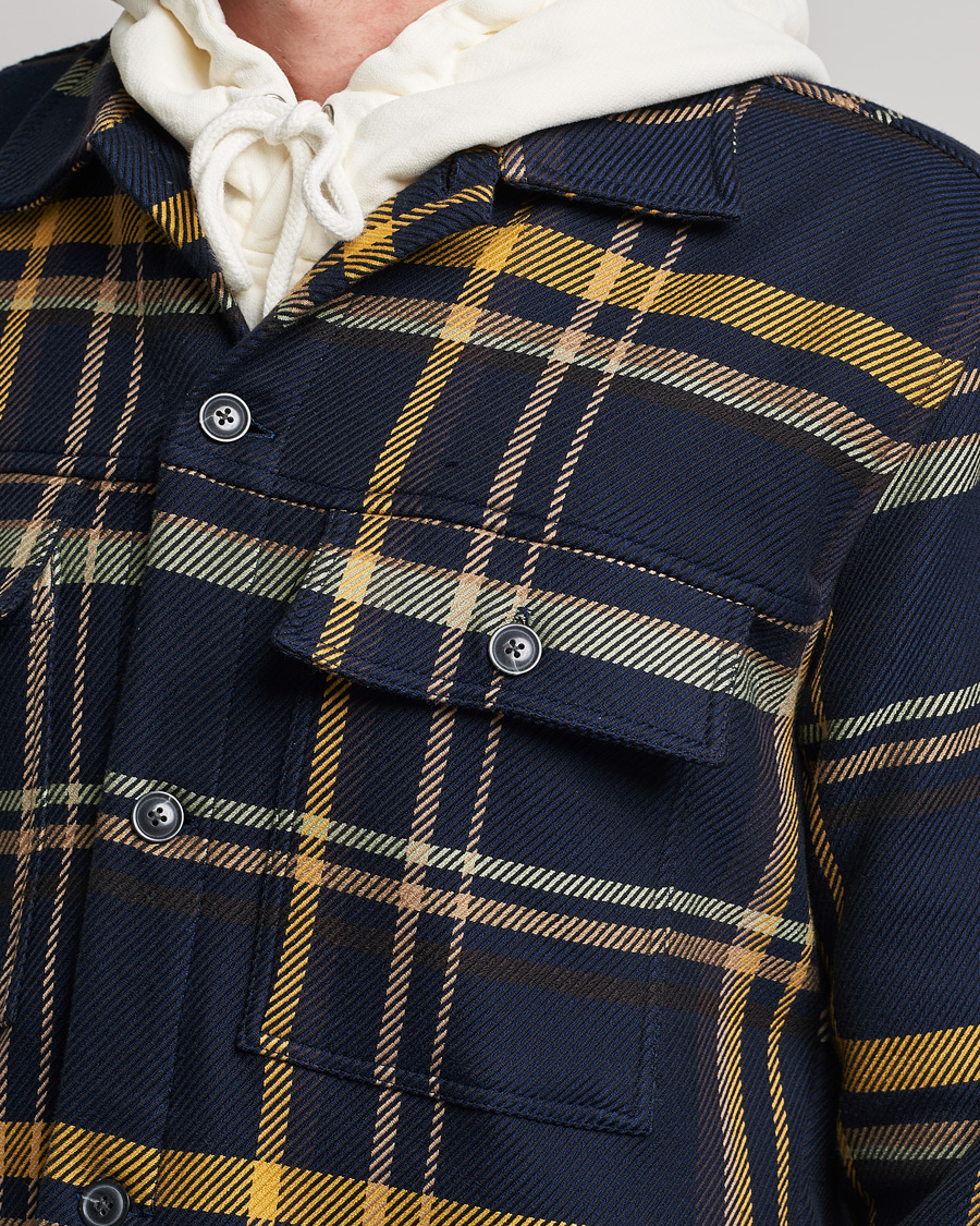 Herr | Skjortor | NN07 | Wilas Checked Overshirt Navy/Yellow
