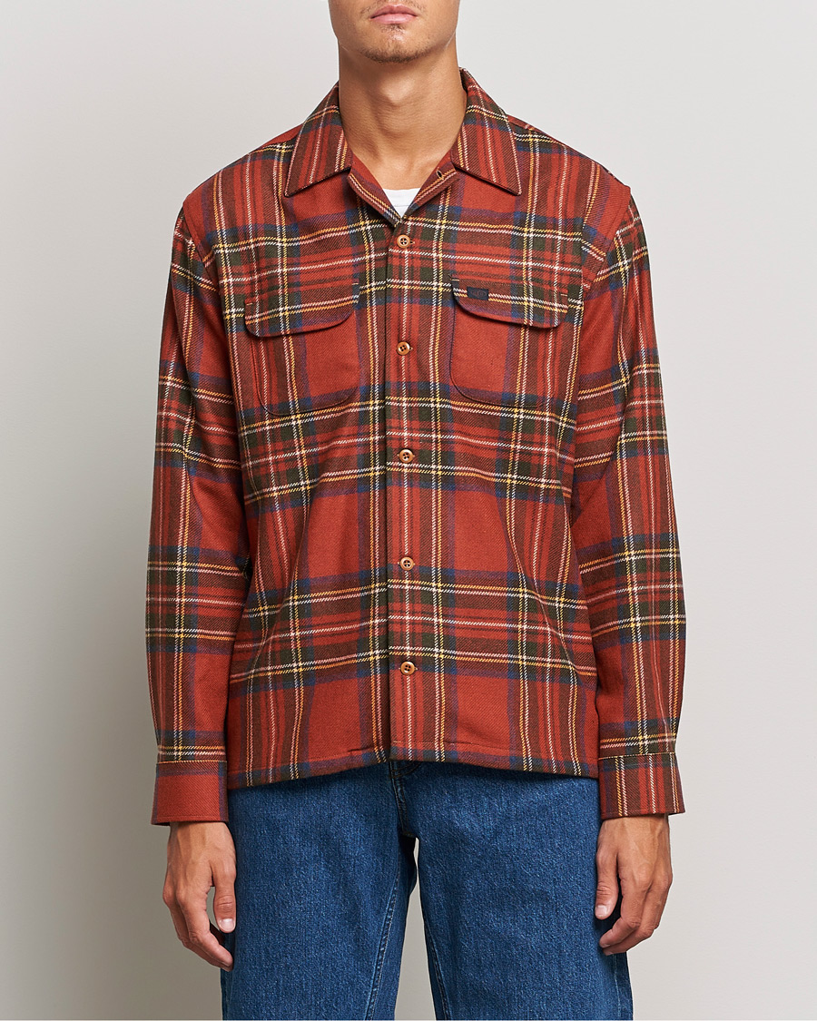 Herr | Skjortor | Nudie Jeans | Sten Wool Tartan Check Shirt Poppy Red