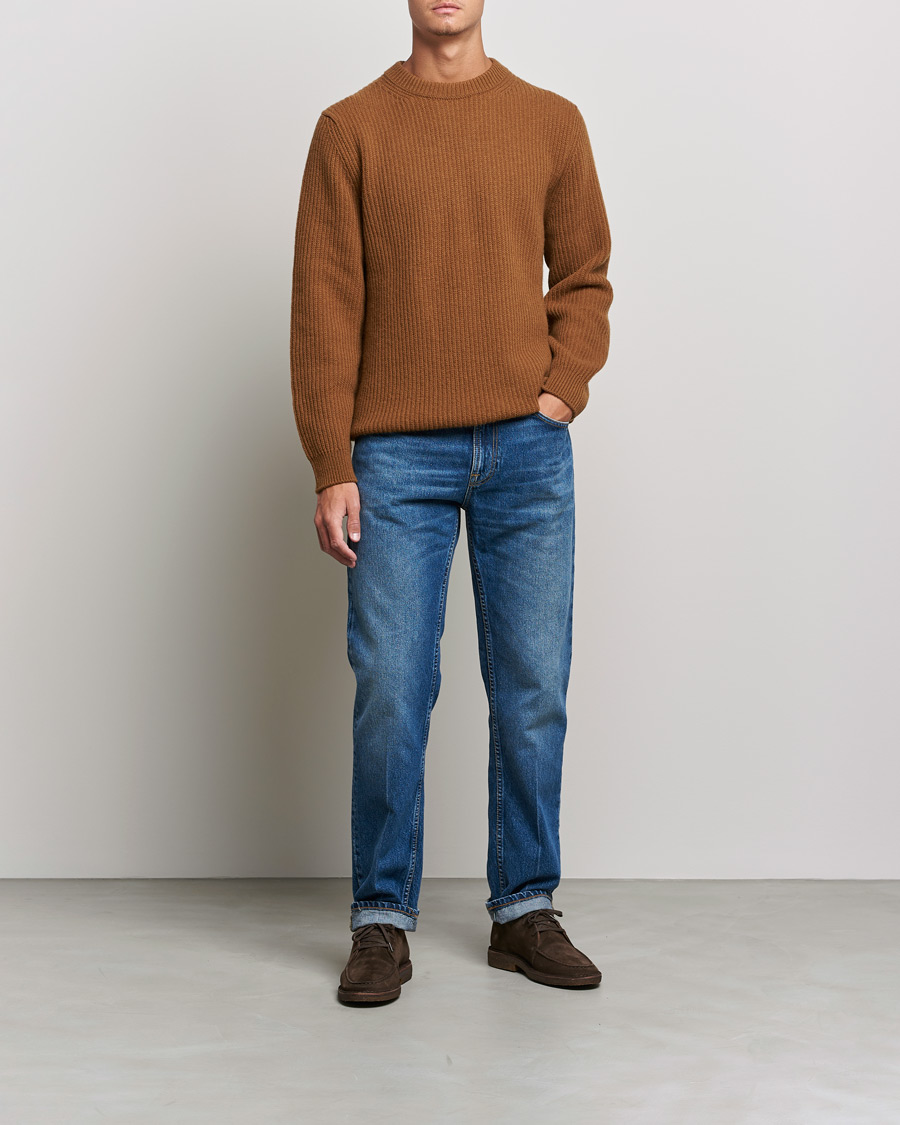 Herr | Tröjor | Nudie Jeans | August Wool Rib Knitted Sweater Oak