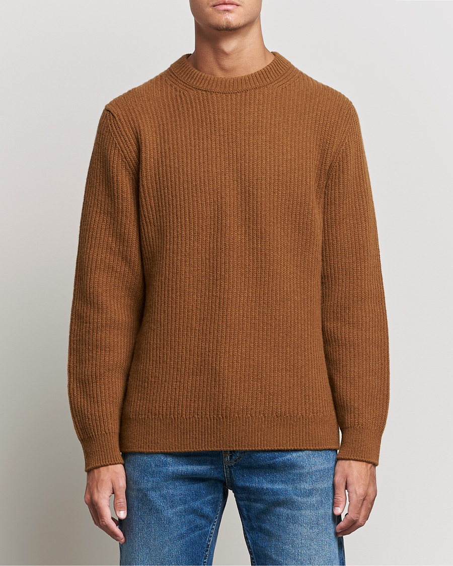 Herr | Tröjor | Nudie Jeans | August Wool Rib Knitted Sweater Oak