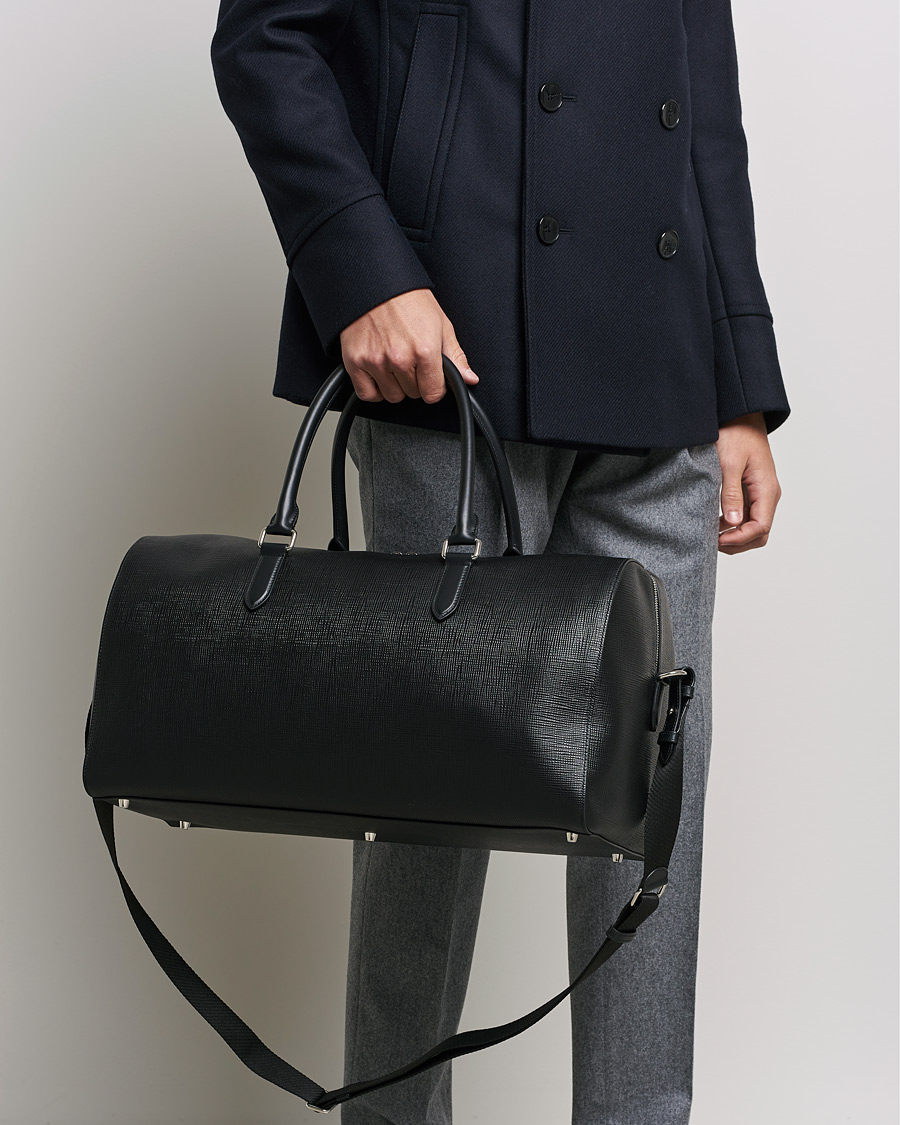 Herr | Smythson Panama Leather Weekendbag Black | Smythson | Panama Leather Weekendbag Black