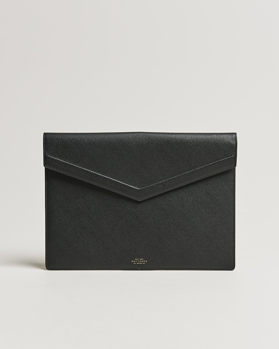 Herr | Smythson Panama Leather Large Envelope Portfolio Black | Smythson | Panama Leather Large Envelope Portfolio Black