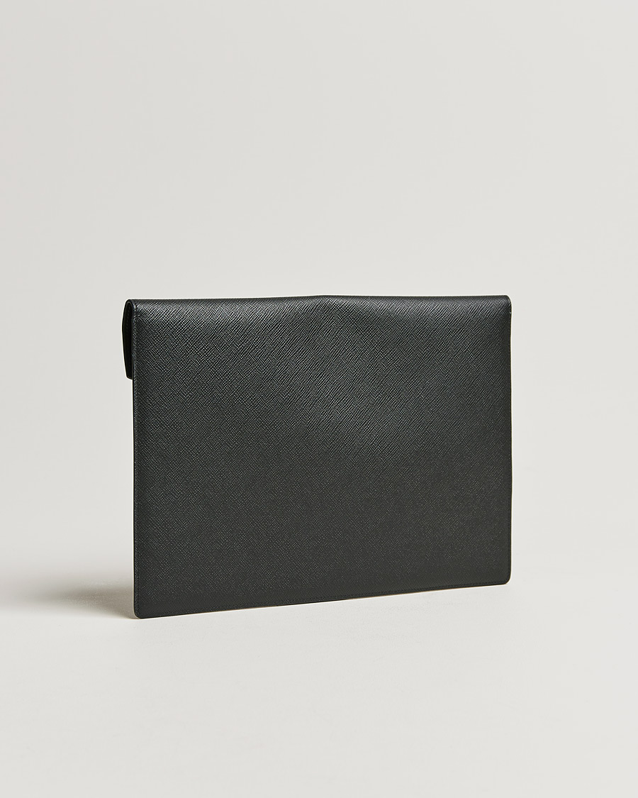 Herr | Smythson Panama Leather Large Envelope Portfolio Black | Smythson | Panama Leather Large Envelope Portfolio Black