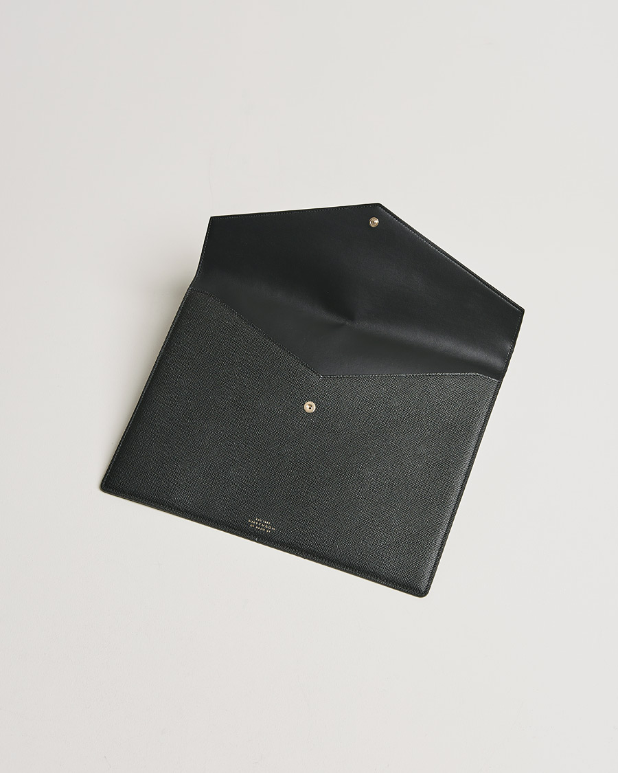 Herr | Smythson Panama Leather Large Envelope Portfolio Black | Smythson | Panama Leather Large Envelope Portfolio Black