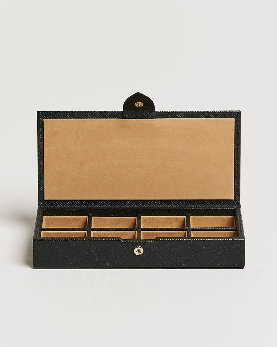Herr | Smythson Panama Cufflink Box Black | Smythson | Panama Cufflink Box Black