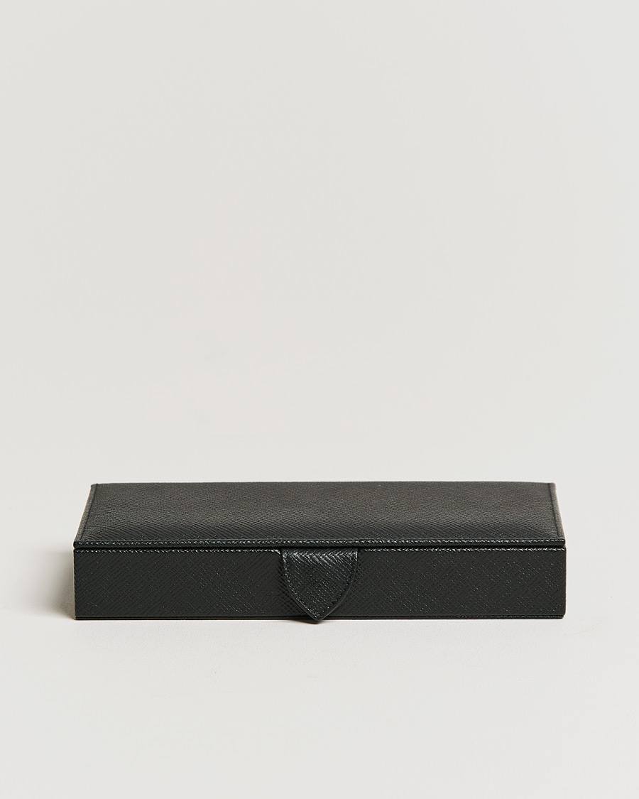 Herr | Smythson Panama Cufflink Box Black | Smythson | Panama Cufflink Box Black