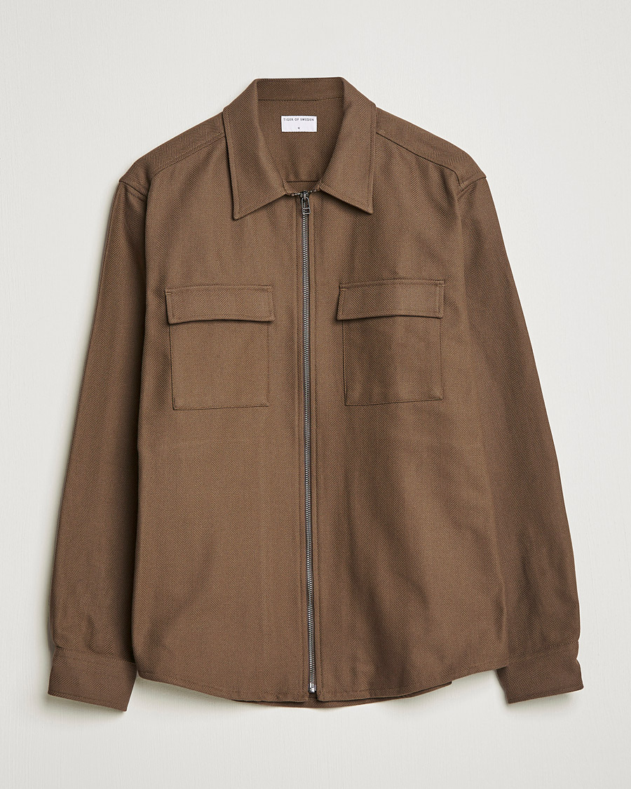 Herr | Skjortor | Tiger of Sweden | Noel P Herringbone Shirt Olive Extreme