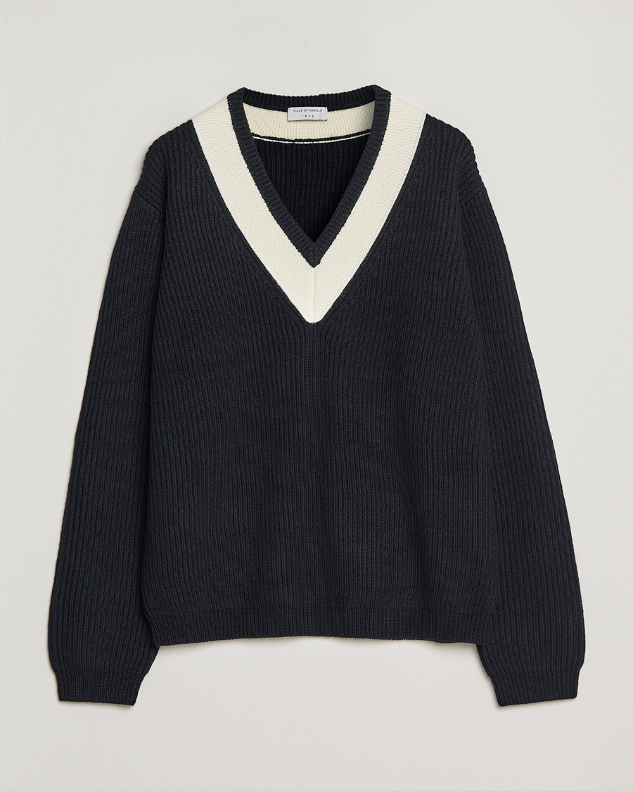 Herr | Tröjor | Tiger of Sweden | Puck Wool Sweater Light Ink