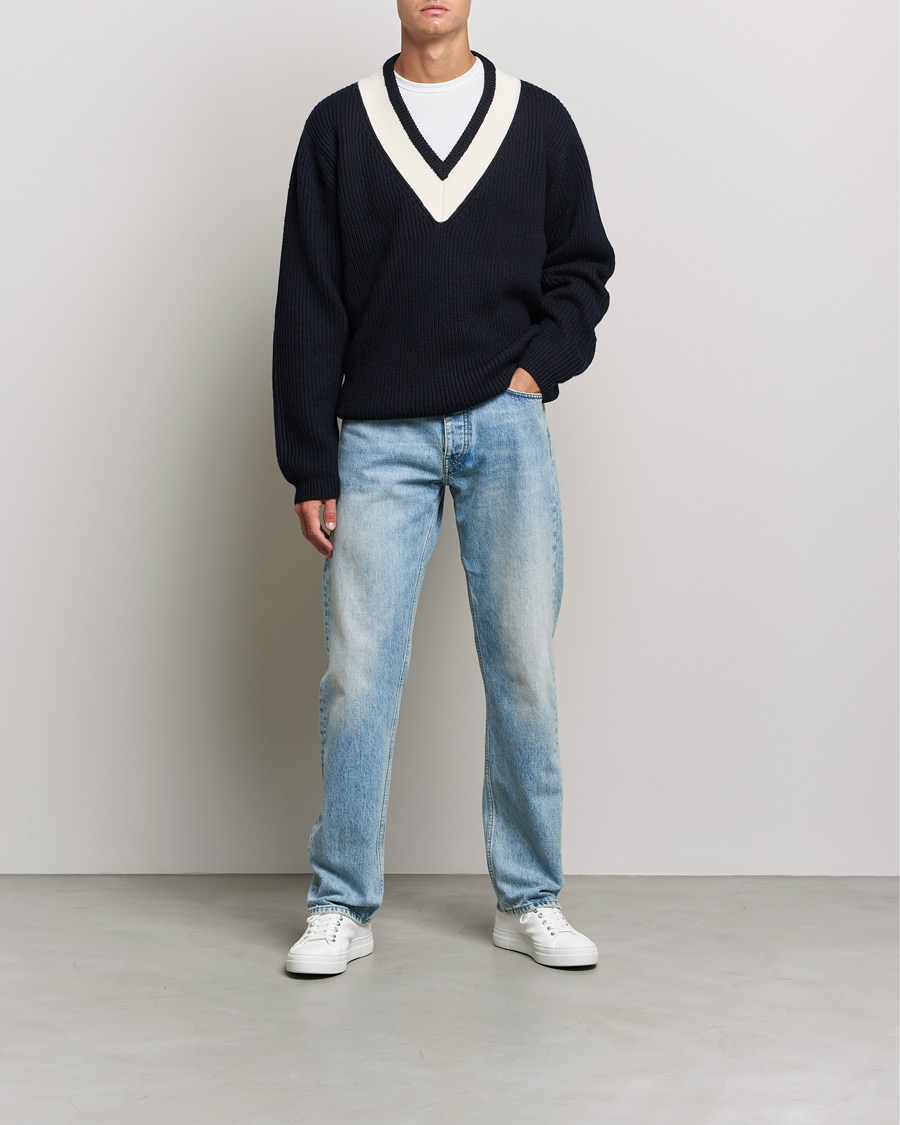 Herr | Tröjor | Tiger of Sweden | Puck Wool Sweater Light Ink