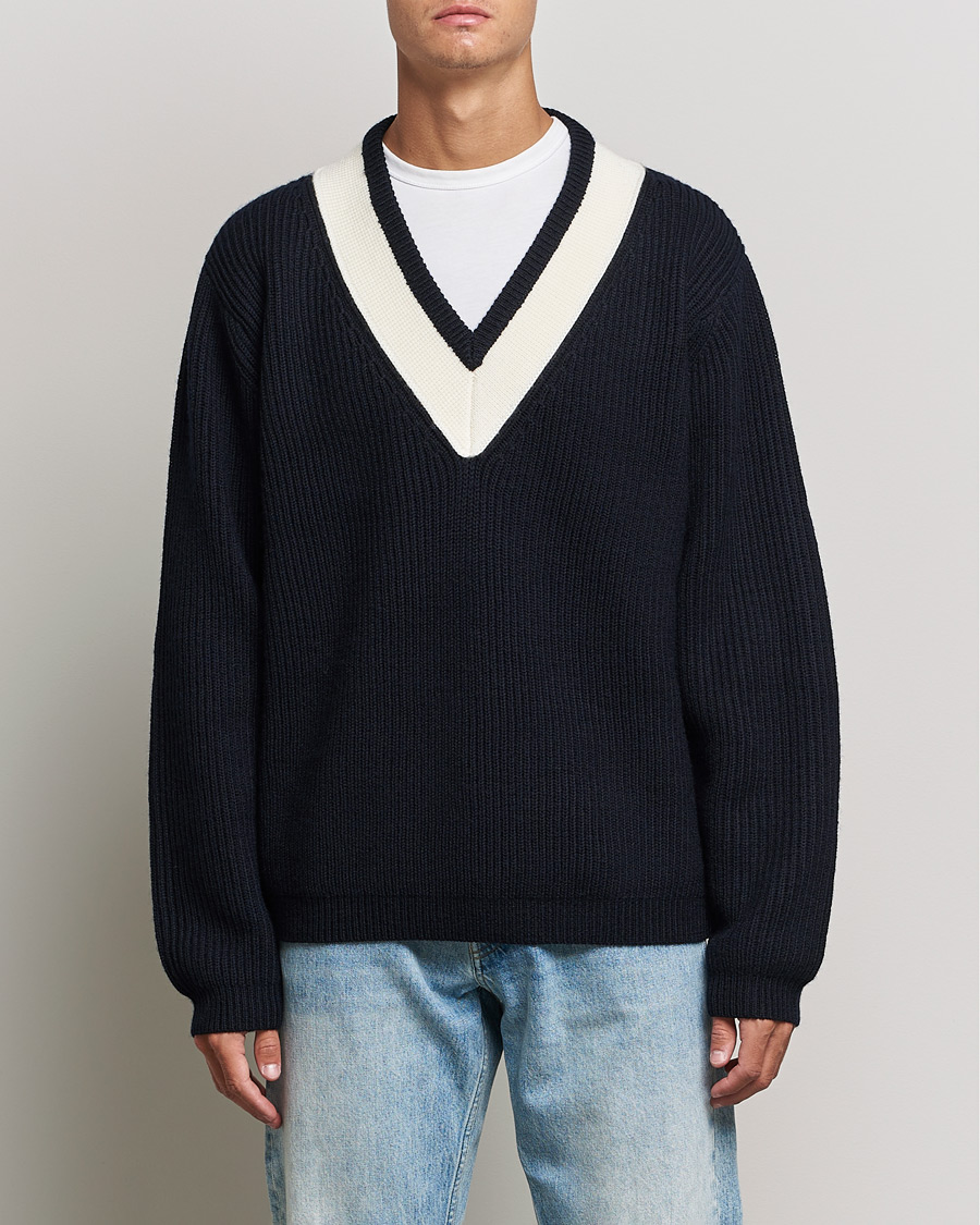 Herr | Tröjor | Tiger of Sweden | Puck Wool Sweater Light Ink