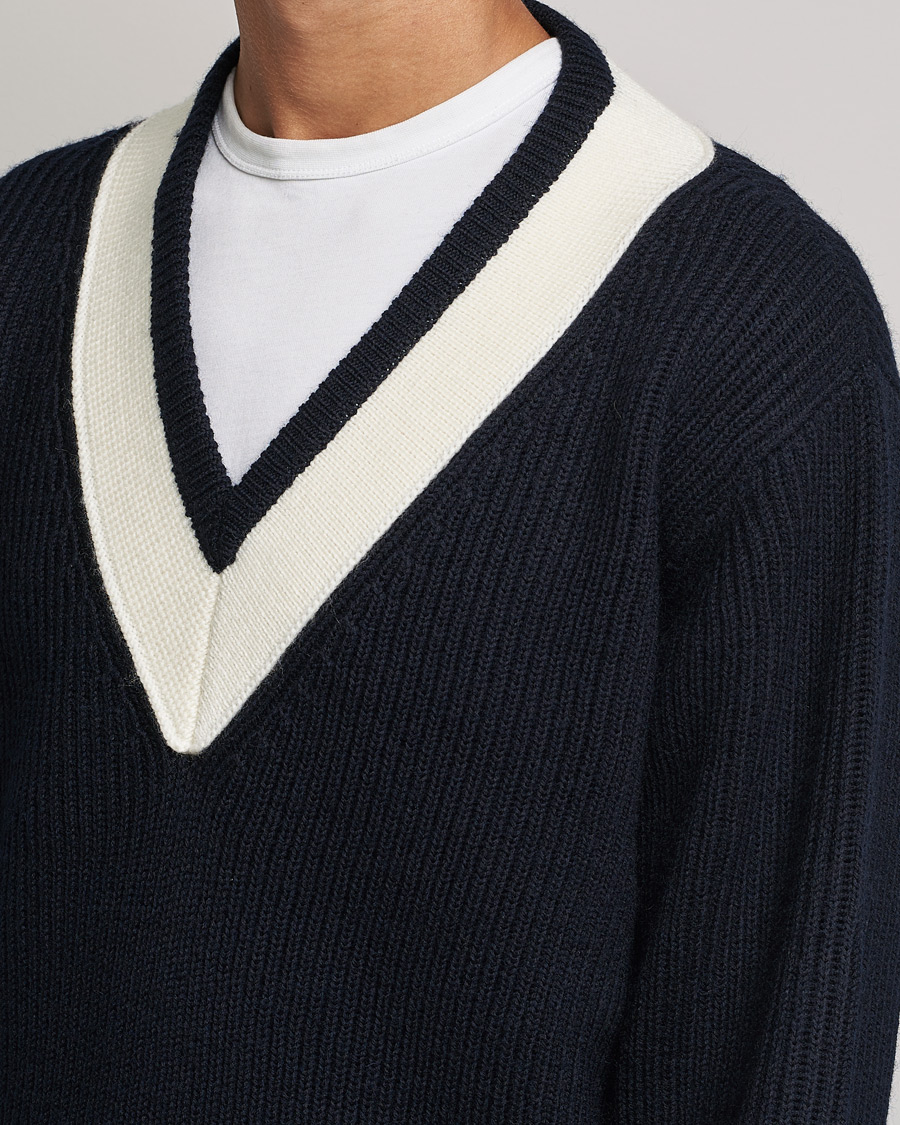Herr | Tröjor | Tiger of Sweden | Puck Wool Sweater Light Ink