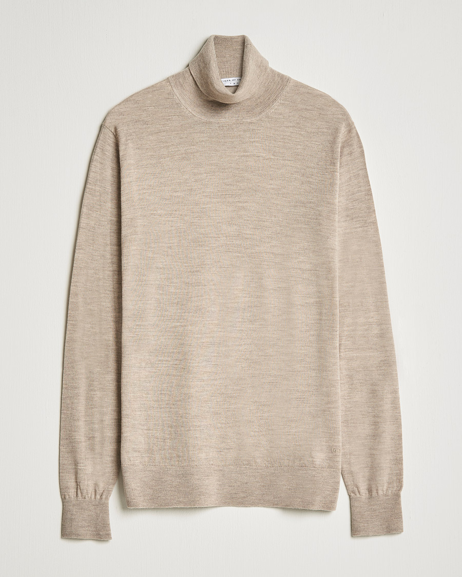 Herr | Tröjor | Tiger of Sweden | Neville Extra Fine Merino Polo Beige Melange