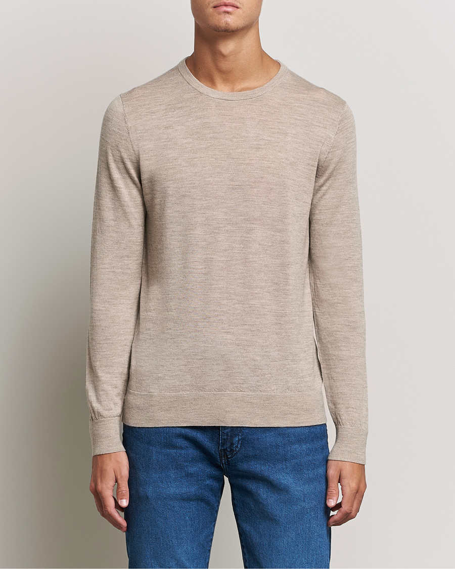 Herr | Tröjor | Tiger of Sweden | Nichols Extra Fine Merino Crew Neck Beige Melange