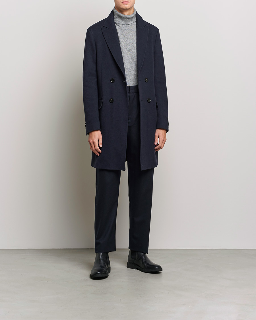 Herr |  | Zegna | Double Breasted Cashmere Coat Navy