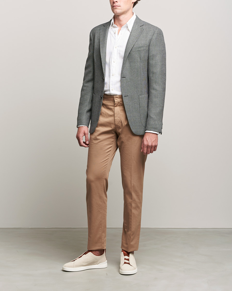Herr | Kavajer | Zegna | Unconstructed Wool Blazer Light Grey
