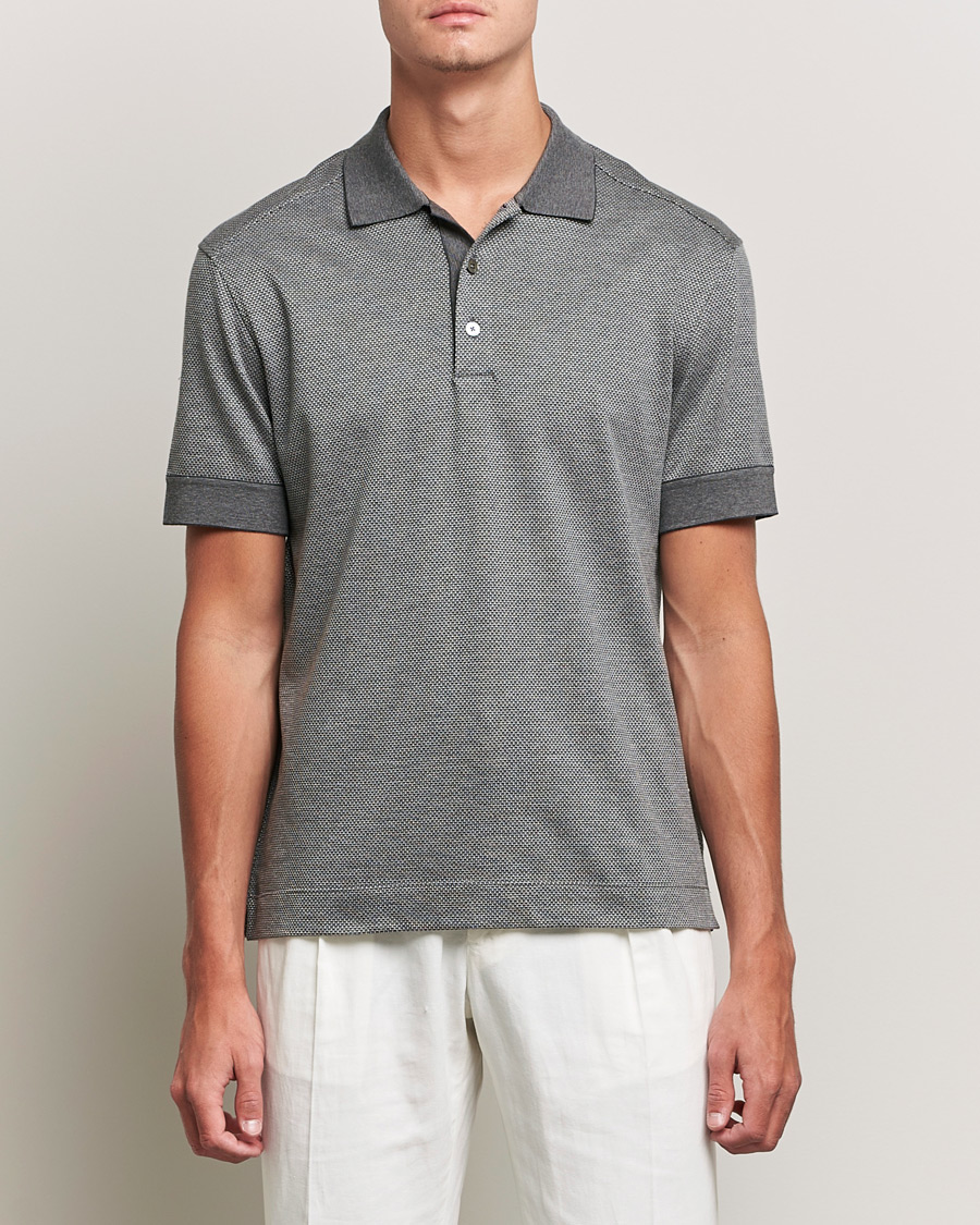 Herr | Pikéer | Zegna | Cotton/Silk Short Sleeve Polo Grey