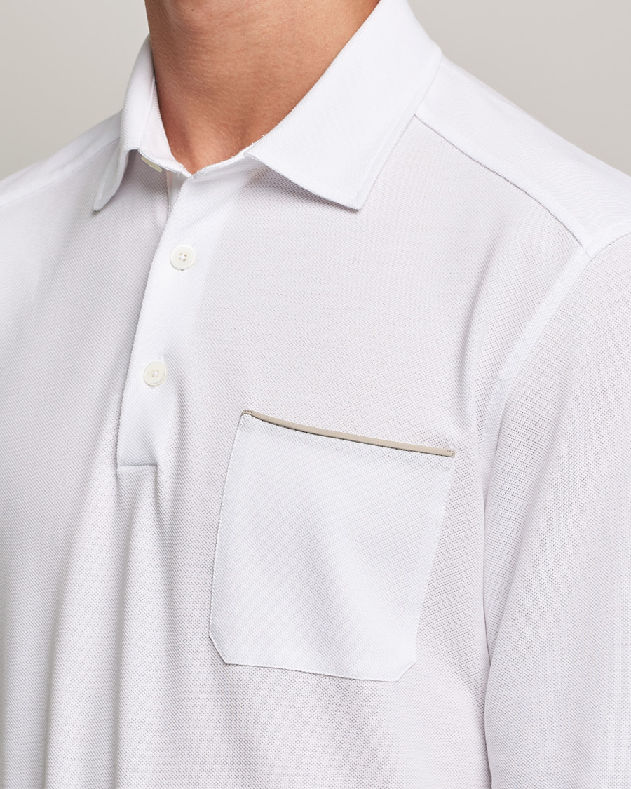 Herr | Tröjor | Zegna | Long Sleeve Cotton Piquet Polo White