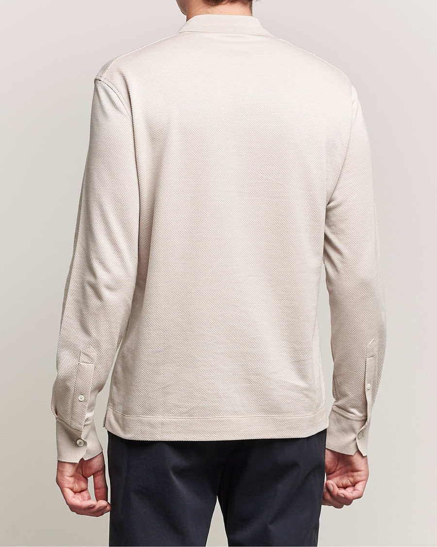 Herr | Tröjor | Zegna | Cotton/Silk Long Sleeve Polo Beige