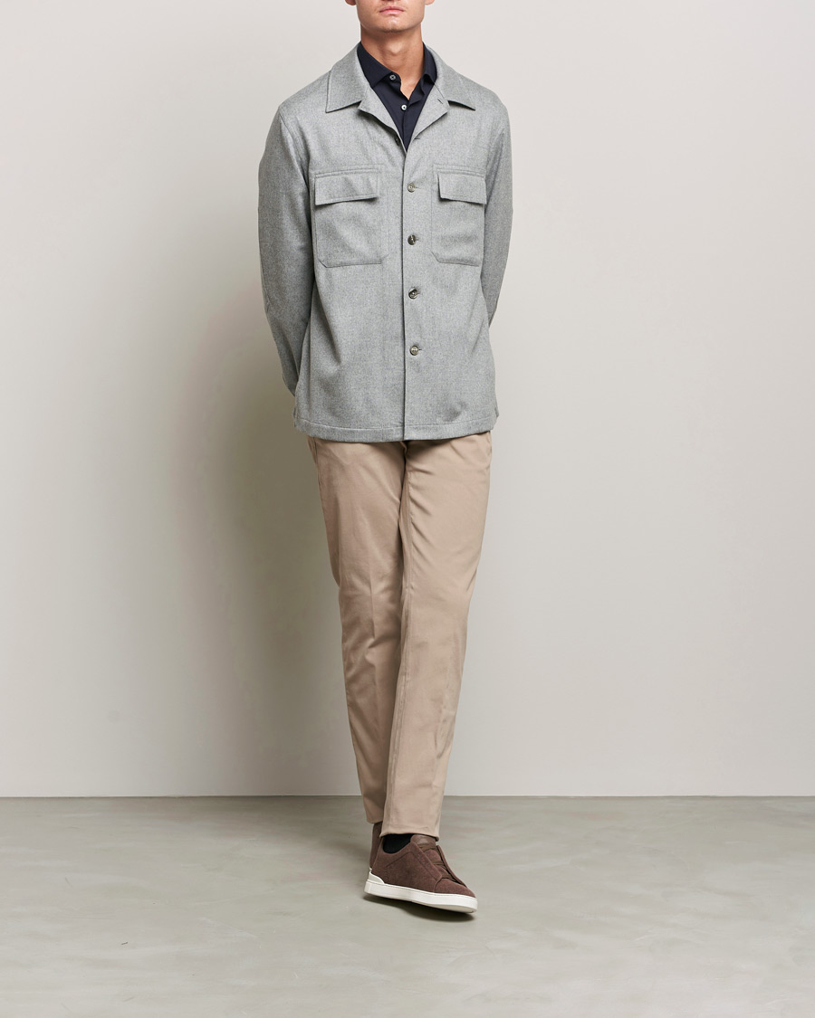 Herr | Skjortor | Zegna | Oasi Cashmere Overshirt Light Grey