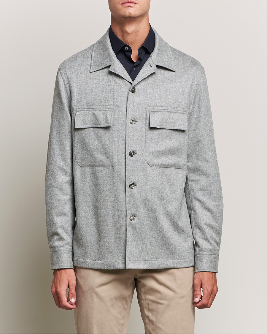 Herr | Skjortor | Zegna | Oasi Cashmere Overshirt Light Grey