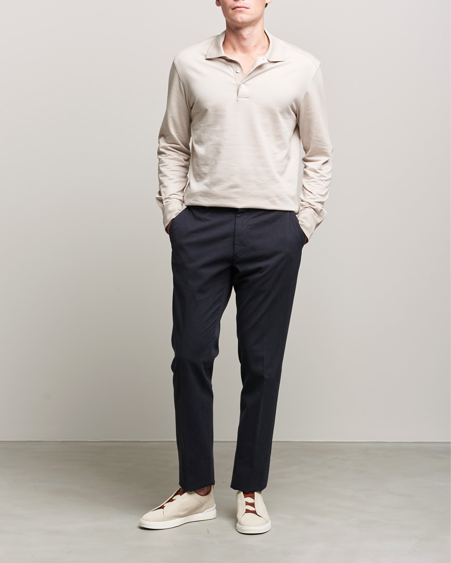 Herr | Byxor | Zegna | Premium Cotton Chinos Navy
