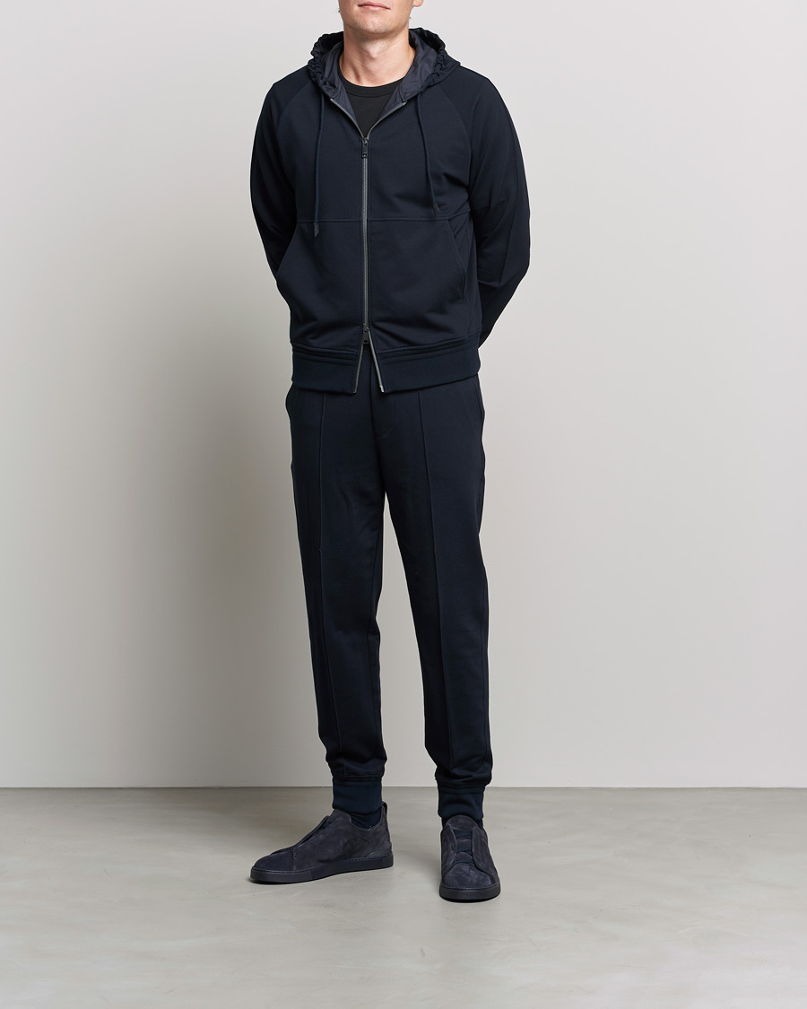 Herr | Byxor | Zegna | Cotton Stretch Joggers Navy